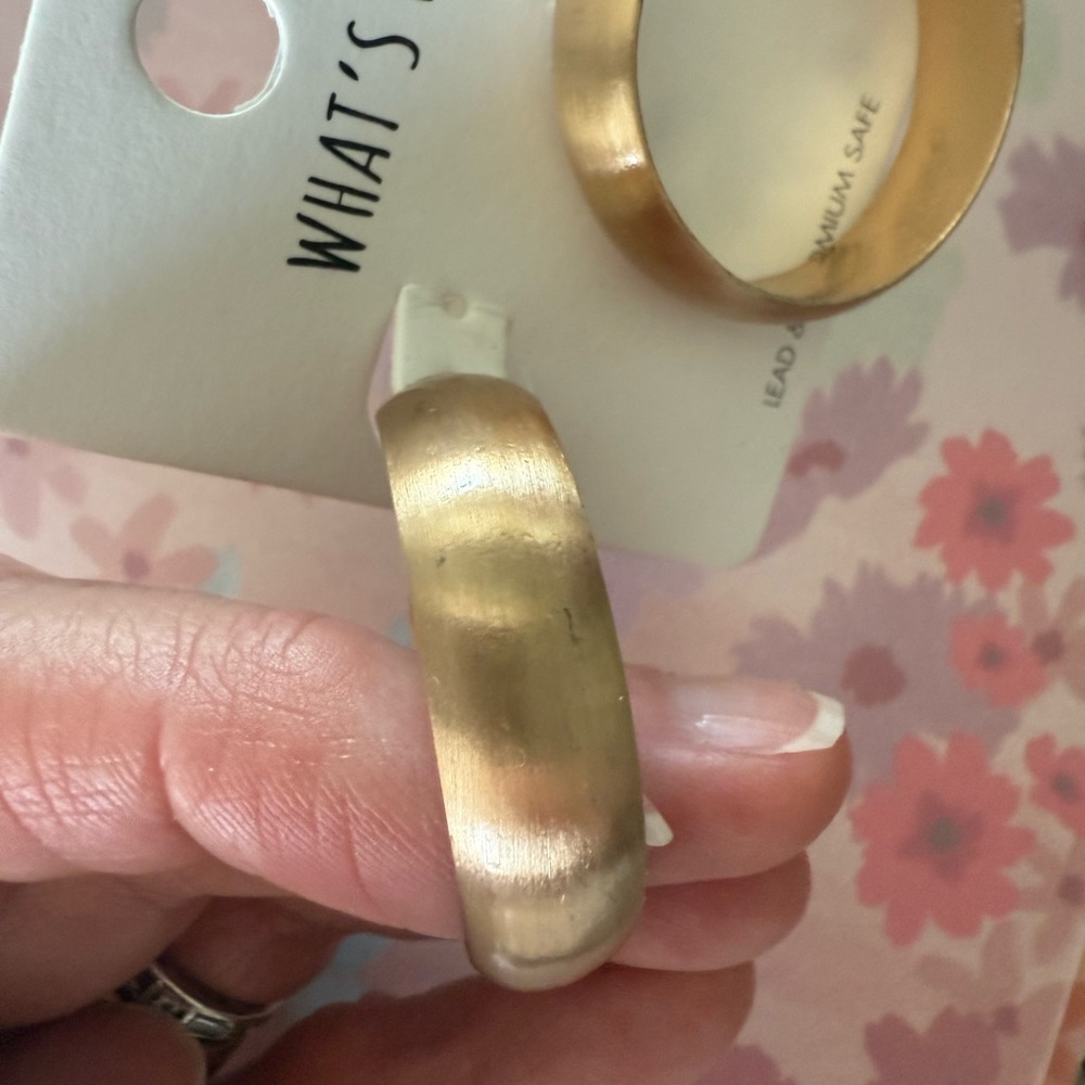 What’s Hot Gold BRUSHED golden finish Modern Hoop Earrings Statement Design
